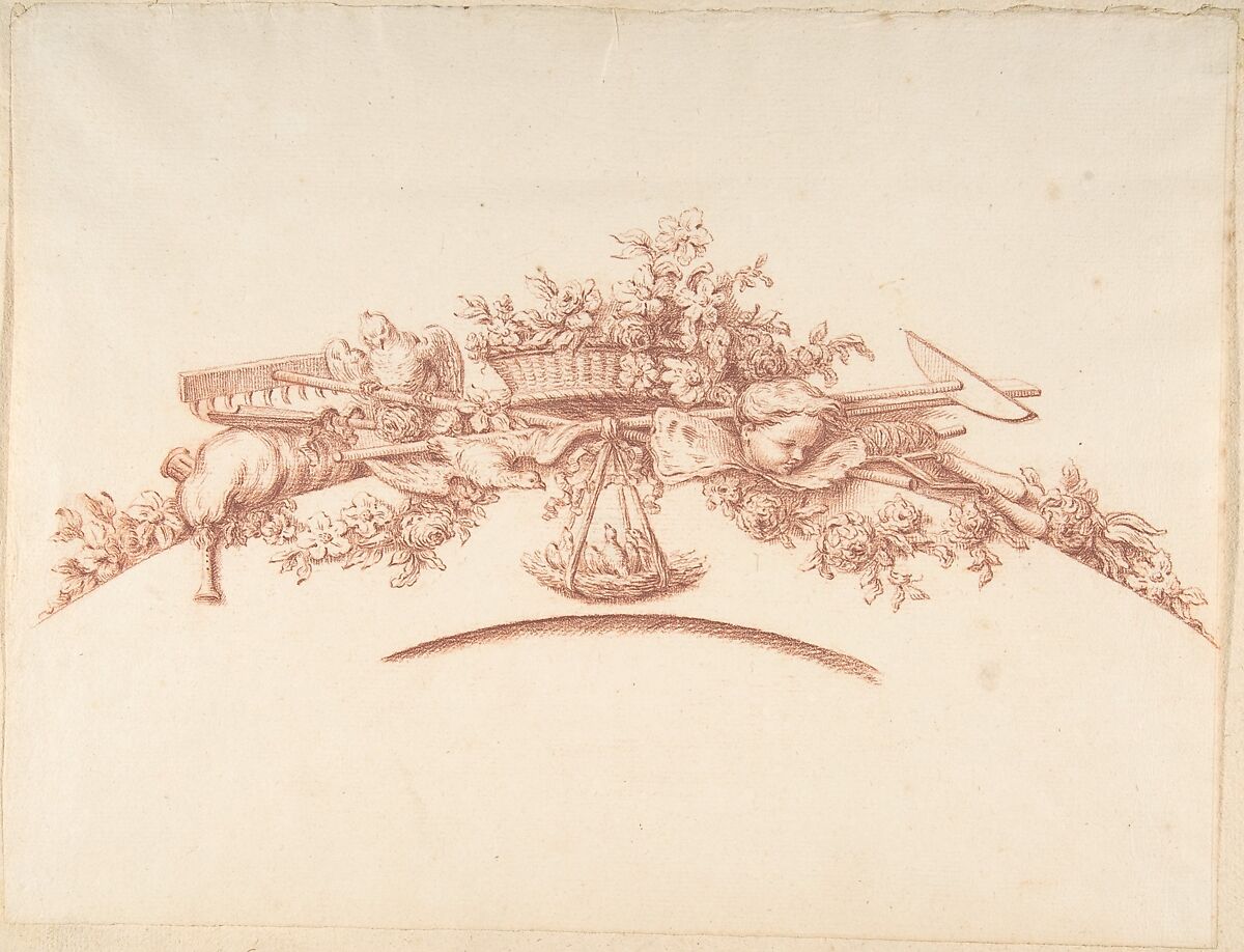 Preparatory Study for Plate 41 in "Maisons de plaisance," Vol. II, Jacques François Blondel (French, Rouen 1705–1774 Paris), Red chalk 