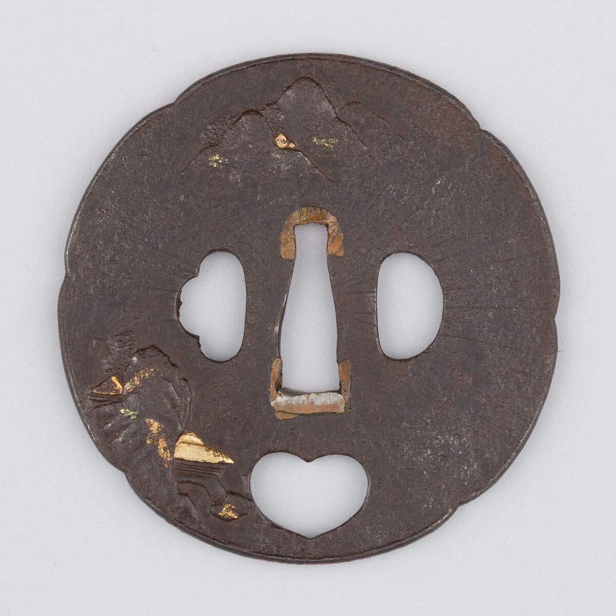 Sword Guard (Tsuba), Iron, copper, Japanese