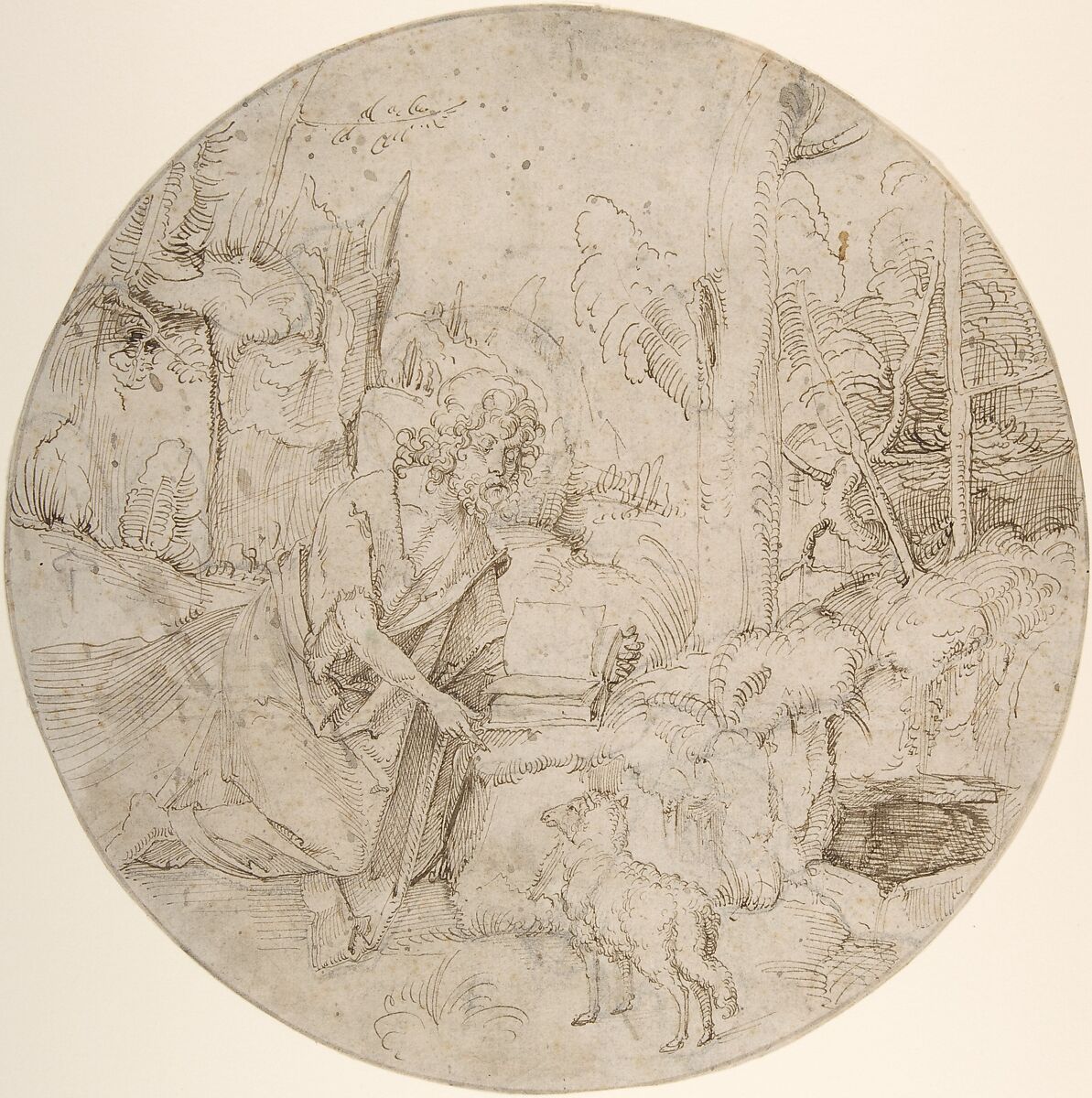 Saint John the Baptist in the Wilderness, Hans Süss von Kulmbach (German, Kulmbach ca. 1480–1522 Nuremberg), Pen and brown ink with traces of black chalk and brush and gray ink