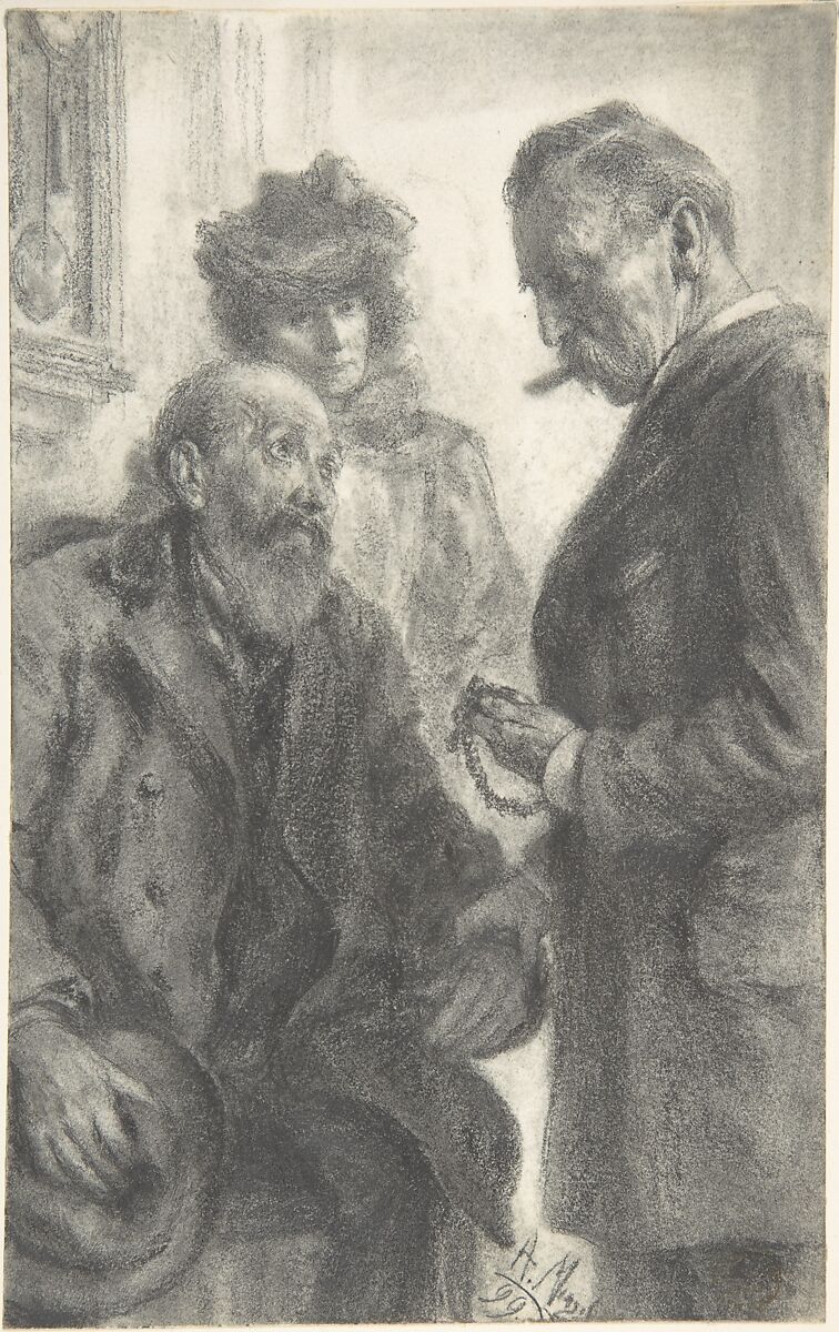 Doctor and Patient, Adolph Menzel (German, Breslau 1815–1905 Berlin), Graphite 