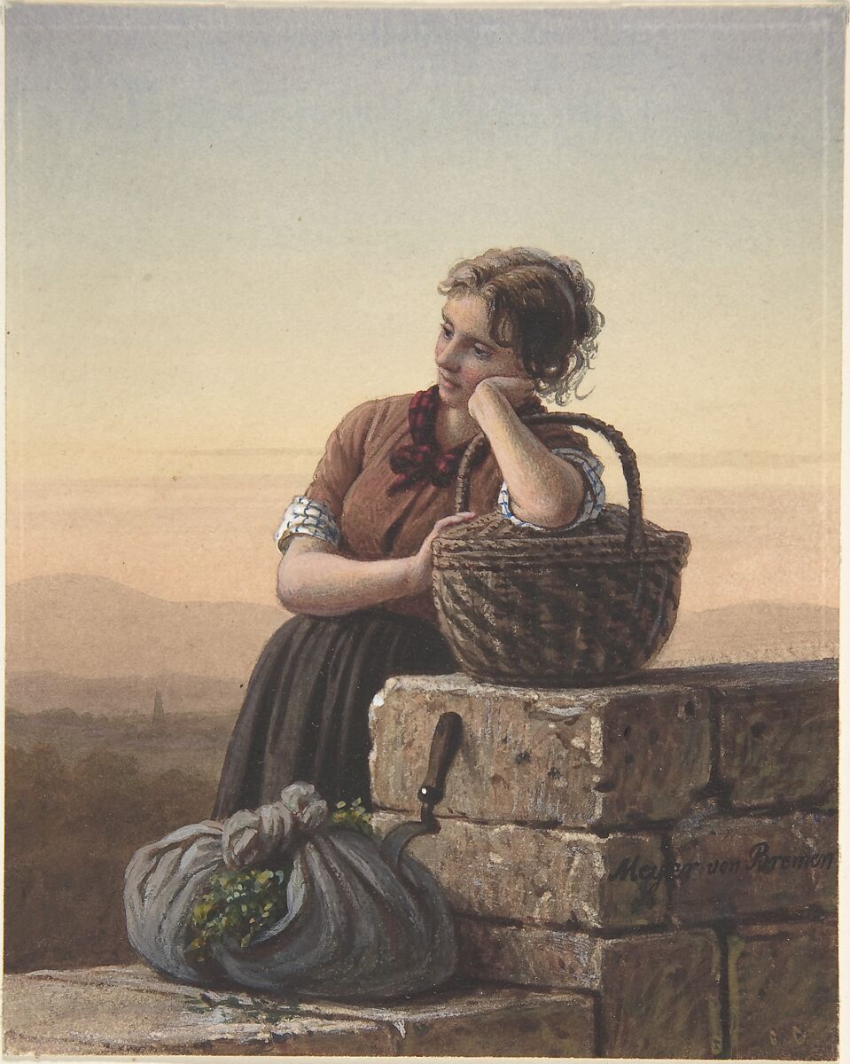 Returning Home, Johann Georg Meyer (German, Bremen 1813–1880 Berlin), Watercolor on paper 