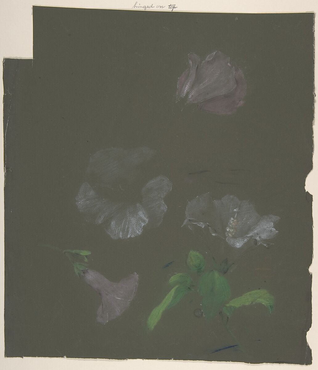 Floral Design, Antoine Berjon (French, Lyon 1754–1843 Lyon), Purple, blue, green, white, and black chalk 