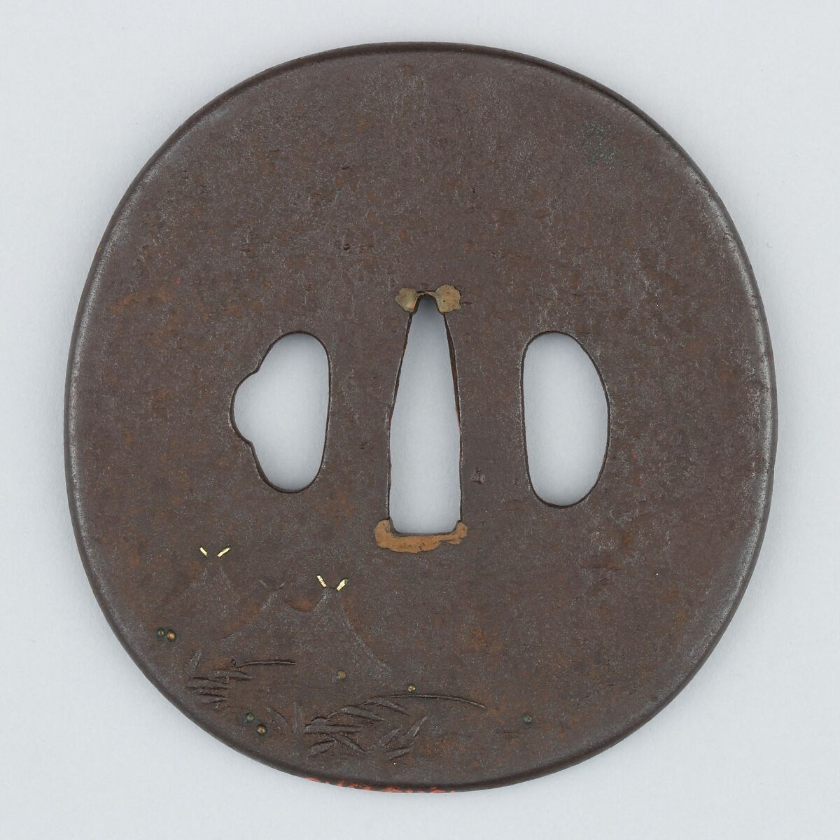 Sword Guard (Tsuba), Iron, copper, Japanese