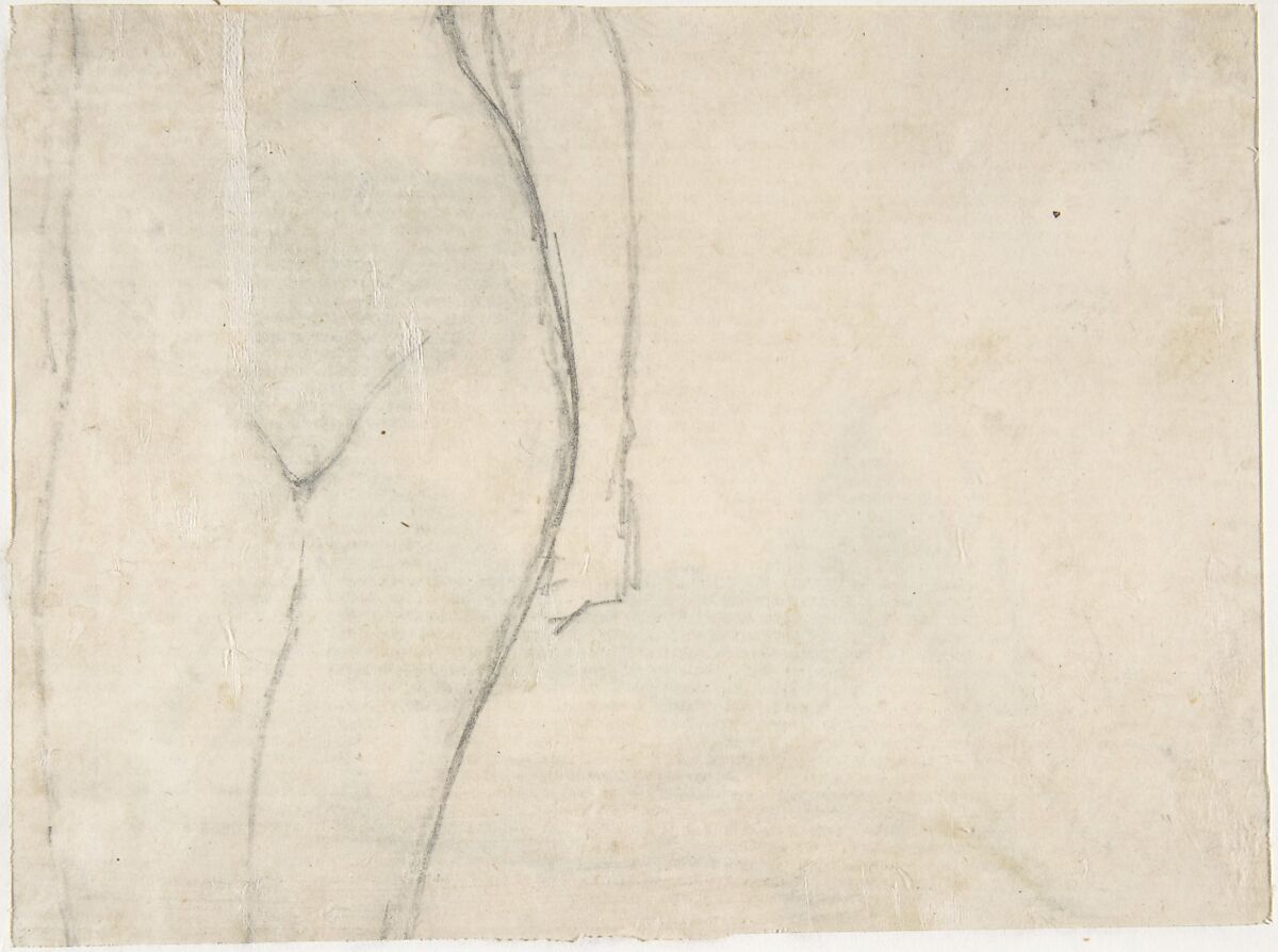 Study of a Nude Young Girl, August Xaver Karl von Pettenkofen (Austrian, Vienna 1821–1889 Vienna), Brush and brown wash over black chalk