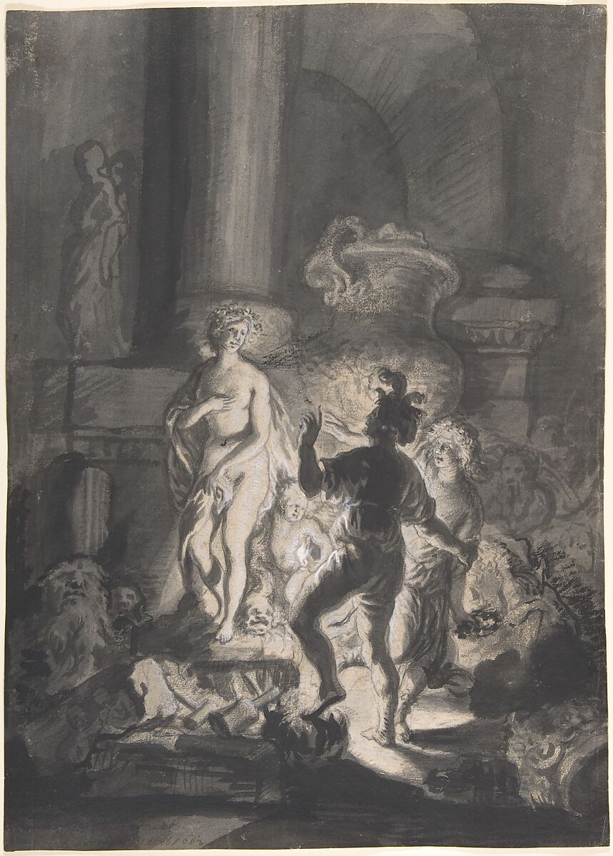 Pygmalion, Joachim von Sandrart (German, Frankfurt 1606–1688 Nuremberg), Brush and gray and black wash, heightened with white. 