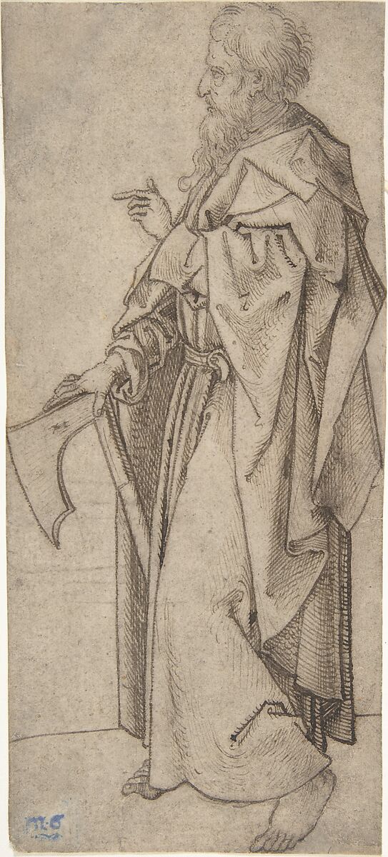 St. Matthew, Style of Martin Schongauer (German, Colmar ca. 1435/50–1491 Breisach), Pen and brown ink 