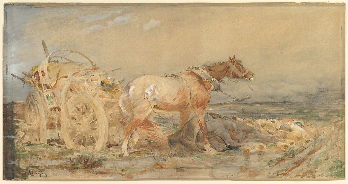 Abandoned: Marshes of the Danube, Adolf Schreyer (German, Frankfurt 1828–1899 Kronberg), Watercolor and white gouache over graphite 