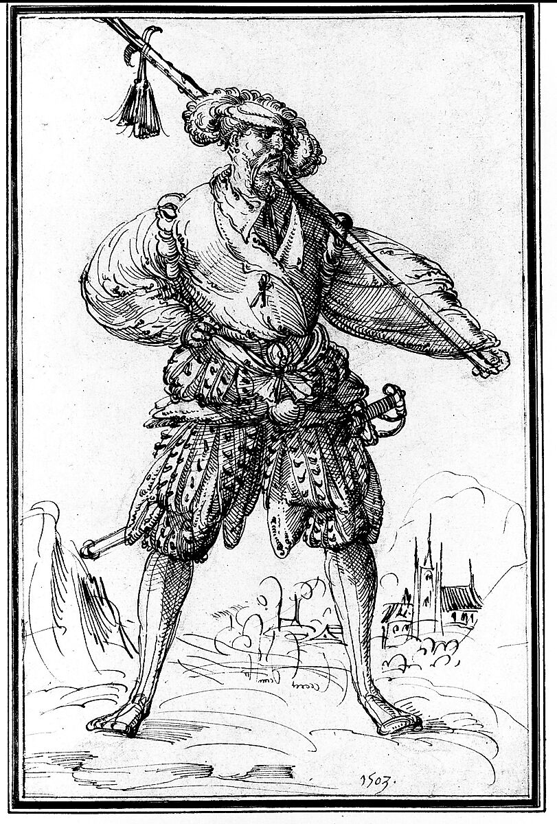 Standing Soldier, Circle of Jost Amman (Swiss, Zurich before 1539–1591 Nuremberg), Pen and black ink