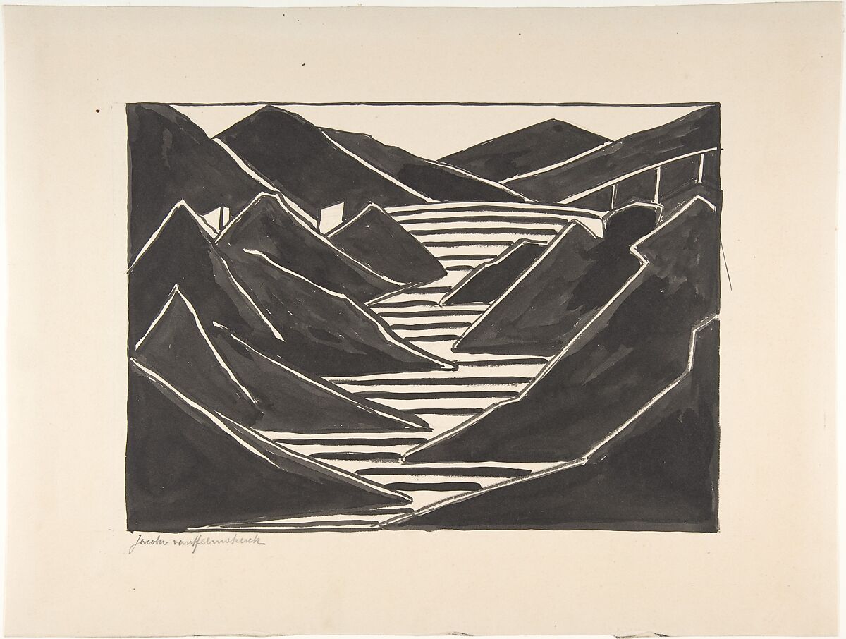 Composition (Fjord), Jacoba van Heemskerck (Dutch, The Hague 1876–1923 Domburg (active Germany)), Brush and ink, pencil. 