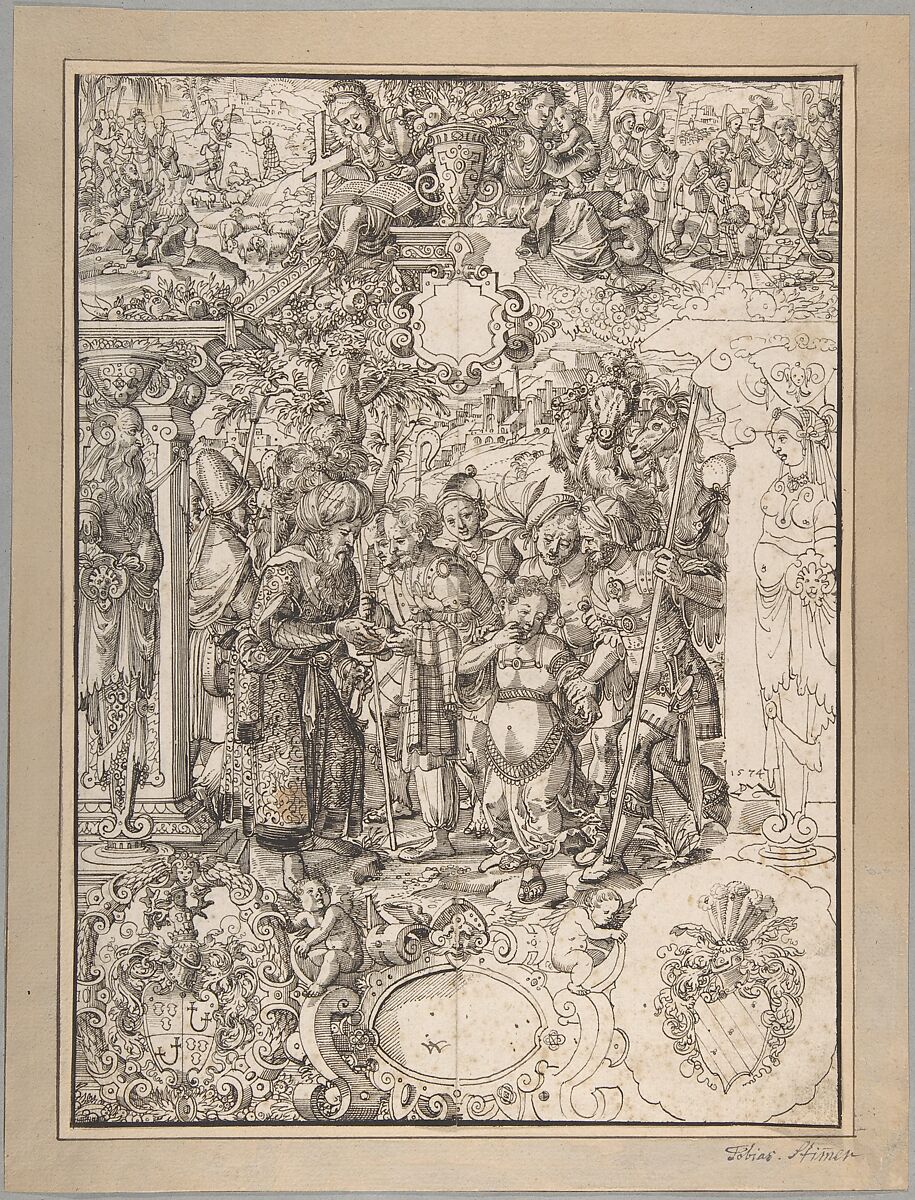 Joseph Sold by His Brothers into Egypt, Daniel Lindtmayer (Swiss, Schaffhausen 1552–1606/1607 Lucerne), Pen and black ink. 