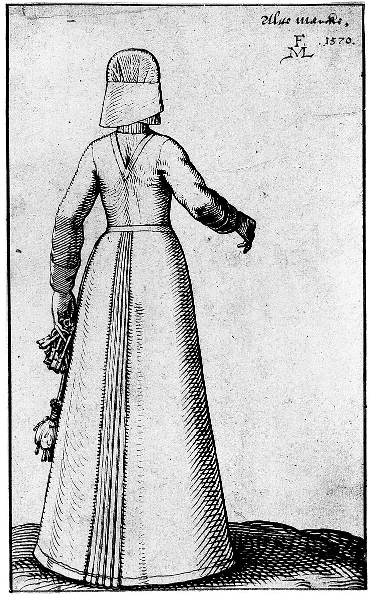 A Woman from Altmark, Melchior Lorck (Danish, Flensburg 1526–after 1588 Hamburg (?)), Pen and brown ink; framing lines in brown ink
