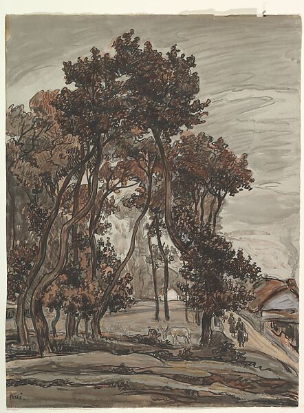 Landscape near Saint Jean de Mont, Géza Peske (Hungarian, 1859–1934), Watercolor over charcoal on paper. 