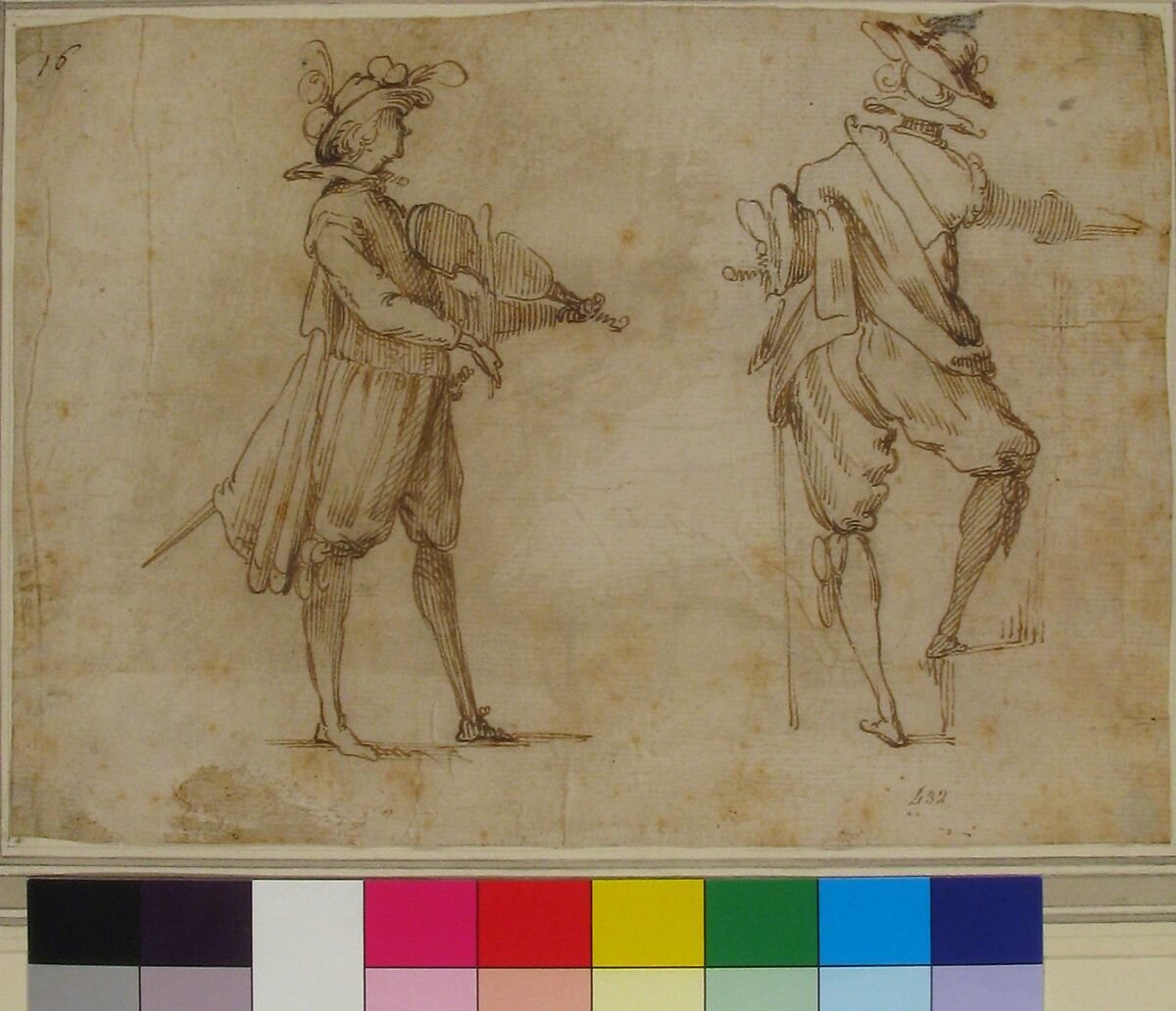 Study of Two Figures, Jacques Callot (French, Nancy 1592–1635 Nancy), Pen and brown ink