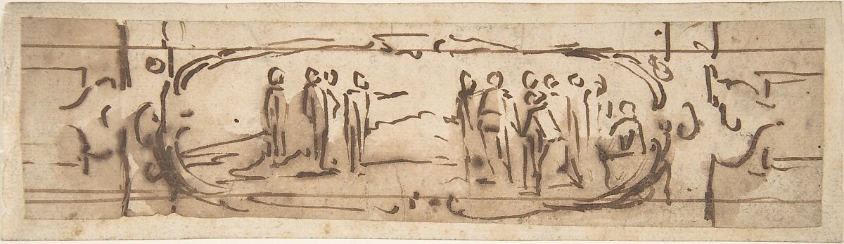 Drawing for a Cartouche, Jacques Callot (French, Nancy 1592–1635 Nancy), Pen with brown ink, brush and brown wash 