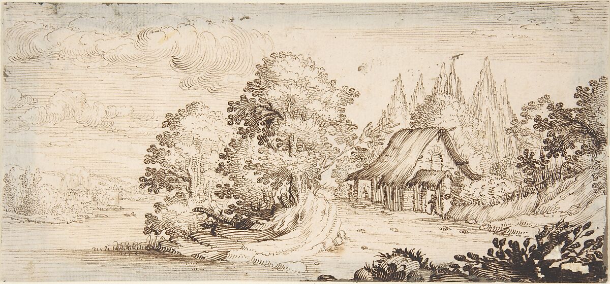 Landscape with Cottage, In the manner of Jacques Callot (French, Nancy 1592–1635 Nancy), Pen and brown ink 