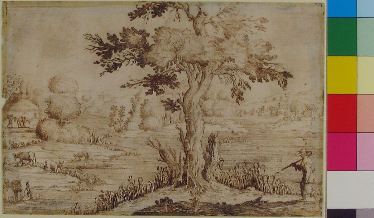 Shepherd in a Landscape, In the manner of Jacques Callot (French, Nancy 1592–1635 Nancy), Pen and brown ink