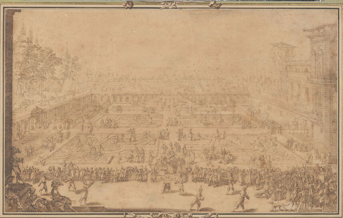 Parterre du Palais de Nancy / The Garden Palace of Nancy, Jacques Callot (French, Nancy 1592–1635 Nancy), Pen with brown ink.