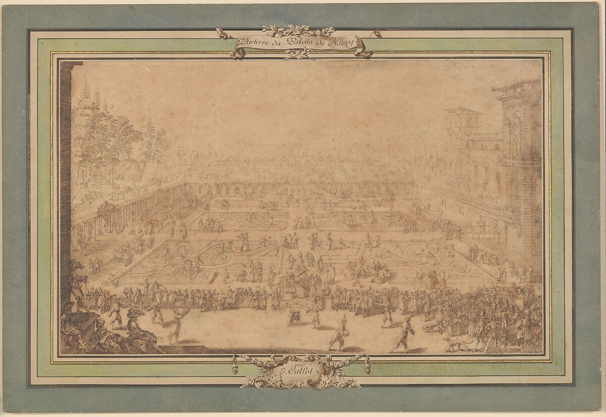 Parterre du Palais de Nancy / The Garden Palace of Nancy, Jacques Callot (French, Nancy 1592–1635 Nancy), Pen with brown ink.