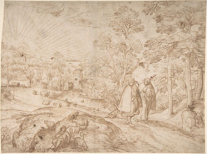 Landscape with Two Pilgrims Walking Along a Road