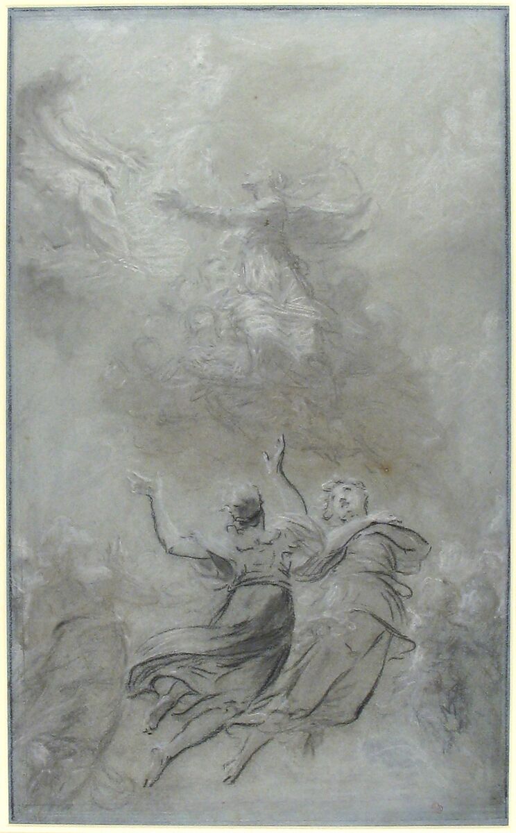 The Assumption of the Virgin, Pierre Paul Prud'hon (French, Cluny 1758–1823 Paris), Black and white chalk