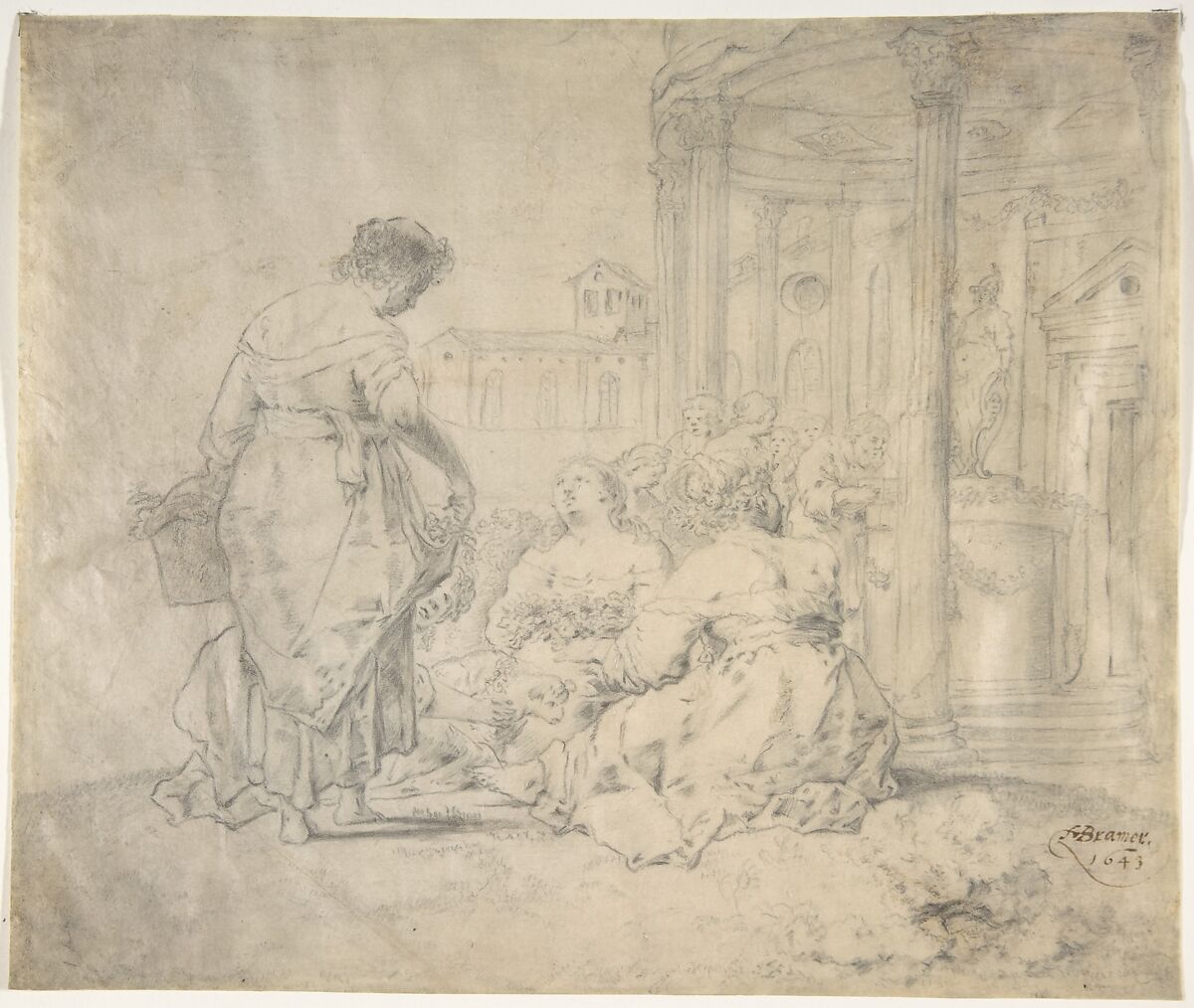 Preparation for Sacrifice, Leonaert Bramer (Dutch, Delft 1596–1674 Delft), Graphite on vellum 