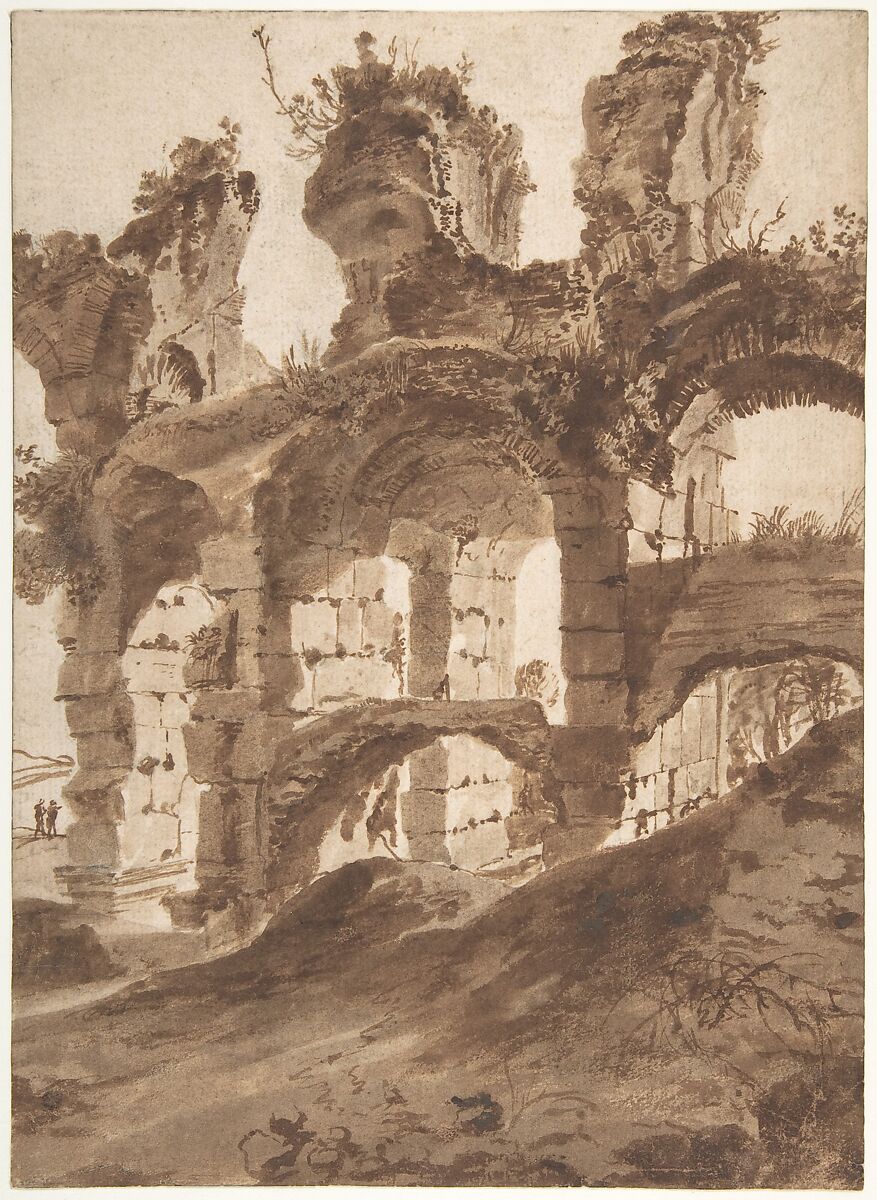 Colosseum, Bartholomeus Breenbergh (Dutch, Deventer 1598–1657 Amsterdam), Pen and brown ink, brown wash. 