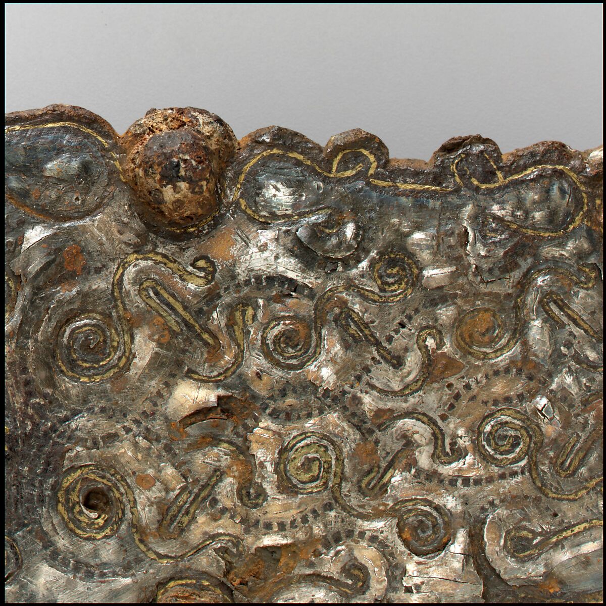 Belt Buckle, Iron, silver, gold, Frankish