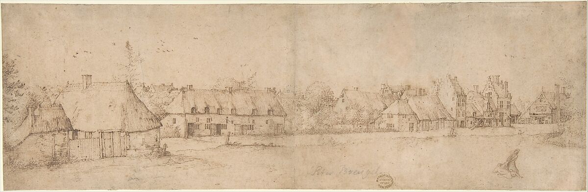 Village View, The Master of the Small Landscapes (Netherlandish, 16th century), Pen and brown ink 