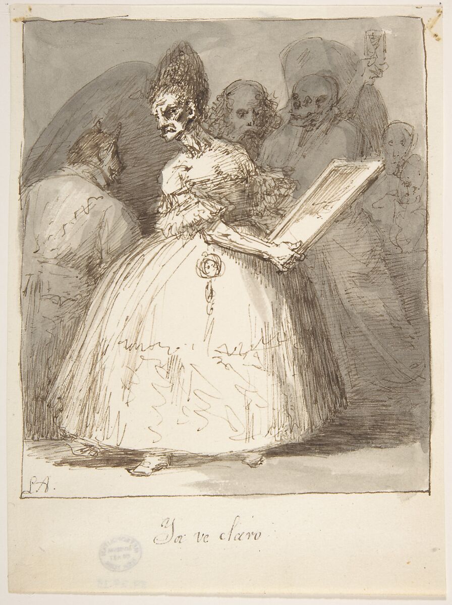 At Last She Sees Clearly ("Ya ve claro"), Leonardo Alenza y Nieto (Spanish, Madrid 1807–1845 Madrid), Pen and dark brown ink on off-white paper. Composition outlined with pen and dark brown ink on all sides 