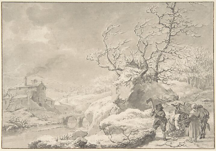 Winter Landscape with Peasants Gathering and Chopping Wood