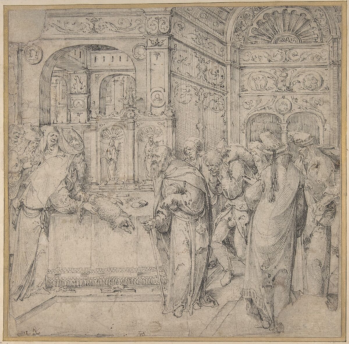 Joachim's Offering Refused, Attributed to Jan Wellens de Cock (Netherlandish, Leiden ca. 1480–before 1527 Antwerp), Pen and black ink 