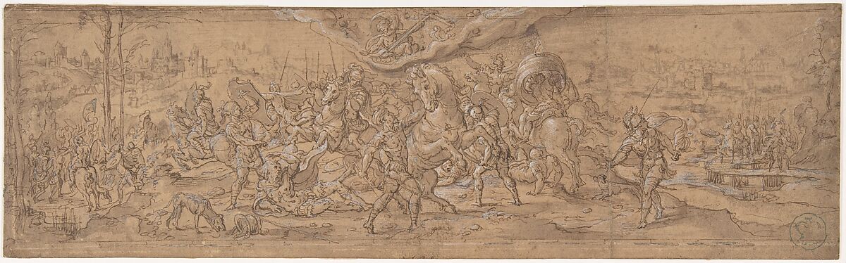 Conversion of St. Paul, Pieter Coecke van Aelst  Netherlandish, Pen and brown ink, light brown wash, heightened with white on brown paper