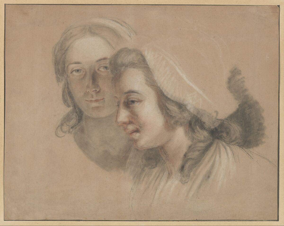 Marie Gabrielle Capet and Marie Marguerite Carreaux de Rosemond, Adélaïde Labille-Guiard  French, Black chalk with stumping, red and white chalks on beige paper