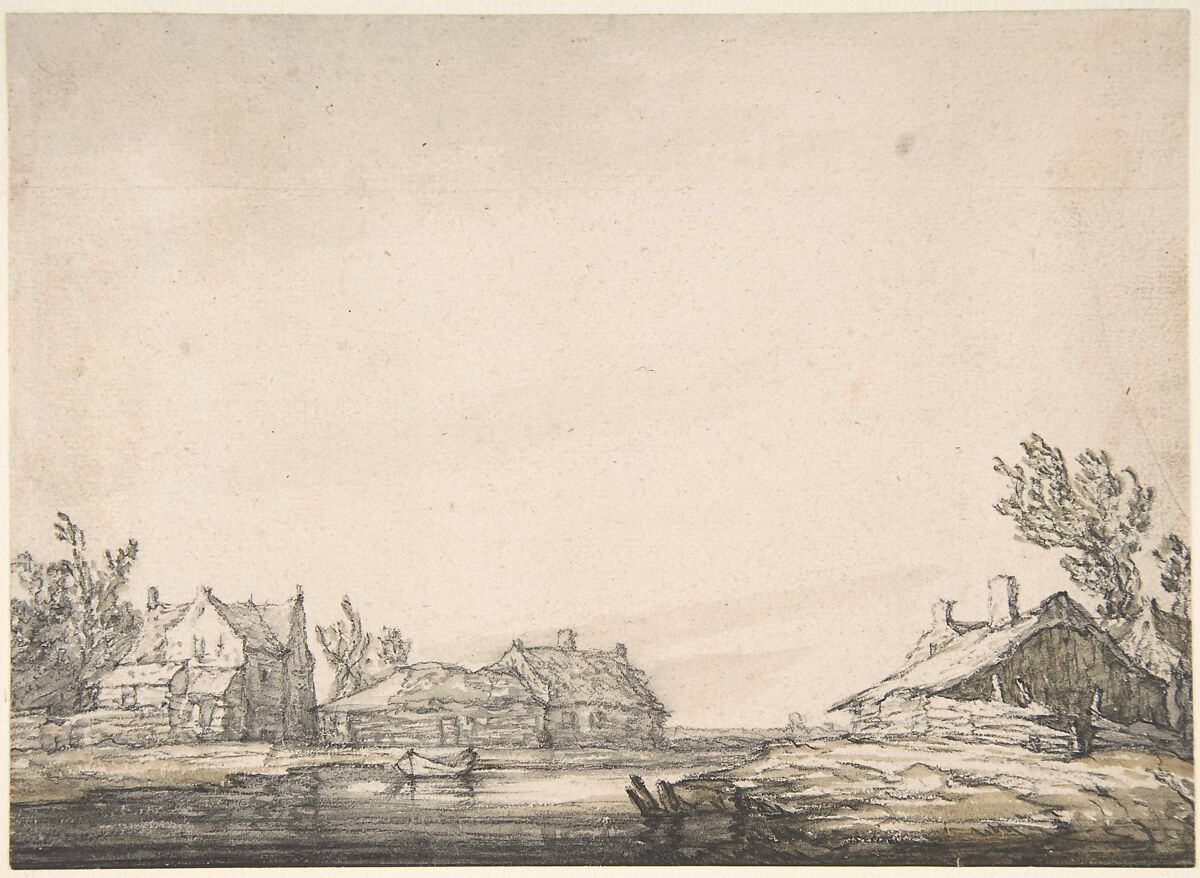 Landscape, Aelbert Cuyp (Dutch, Dordrecht 1620–1691 Dordrecht), Black chalk, gray and green wash 