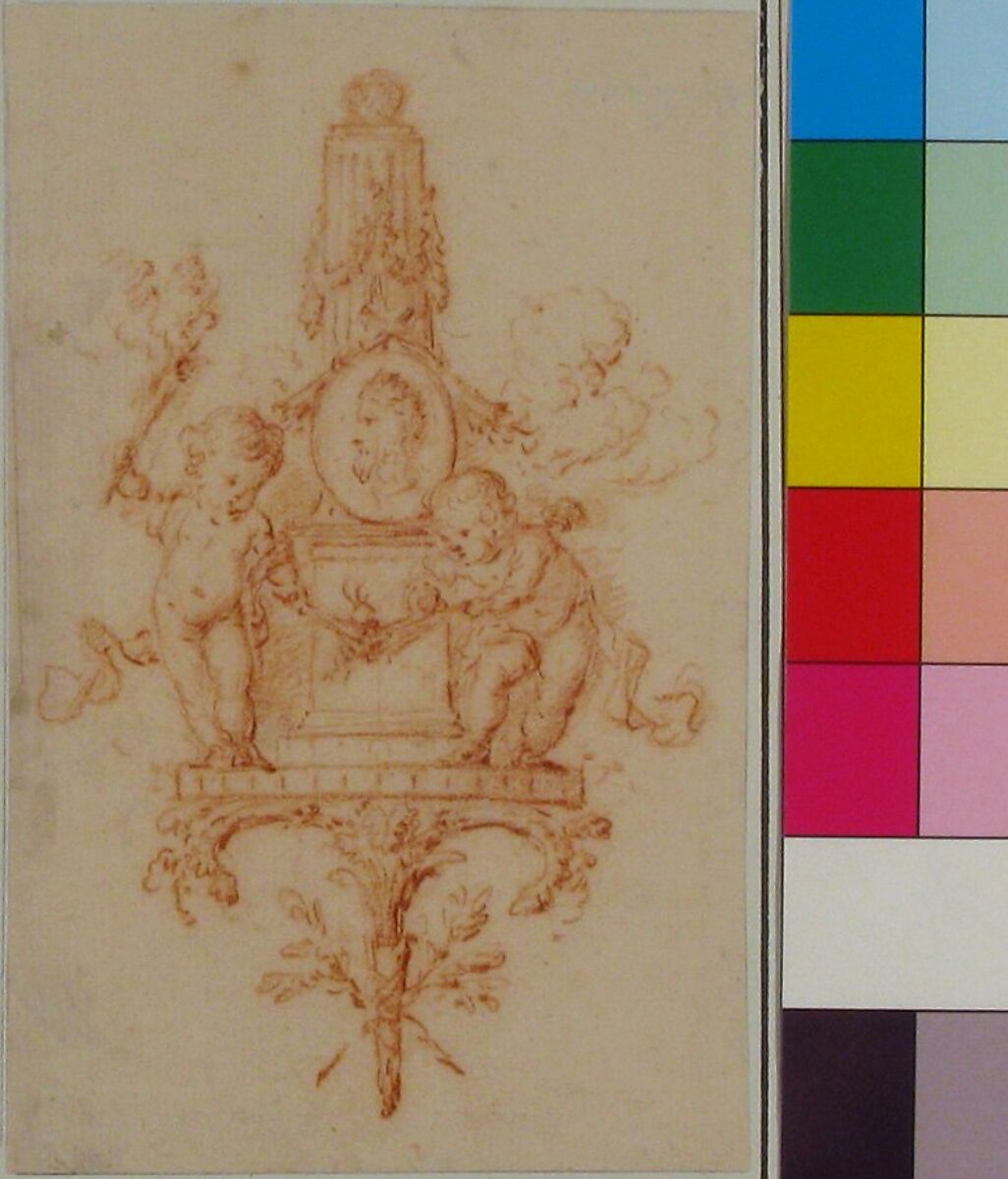Design for a Wall Monument, René Charpentier (French, Cuille 1680–1723 Paris), Red chalk