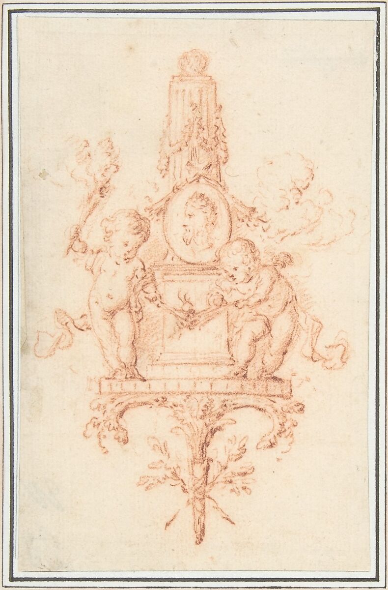 Design for a Wall Monument, René Charpentier (French, Cuille 1680–1723 Paris), Red chalk 