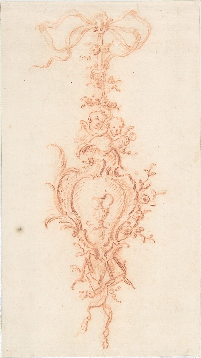 Design for a Trophy, René Charpentier (French, Cuille 1680–1723 Paris), Red chalk 