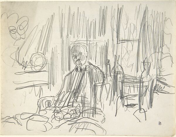 A Man with a Moustache Seated in a Dining Room, Pierre Bonnard (French, Fontenay-aux-Roses 1867–1947 Le Cannet), Graphite 