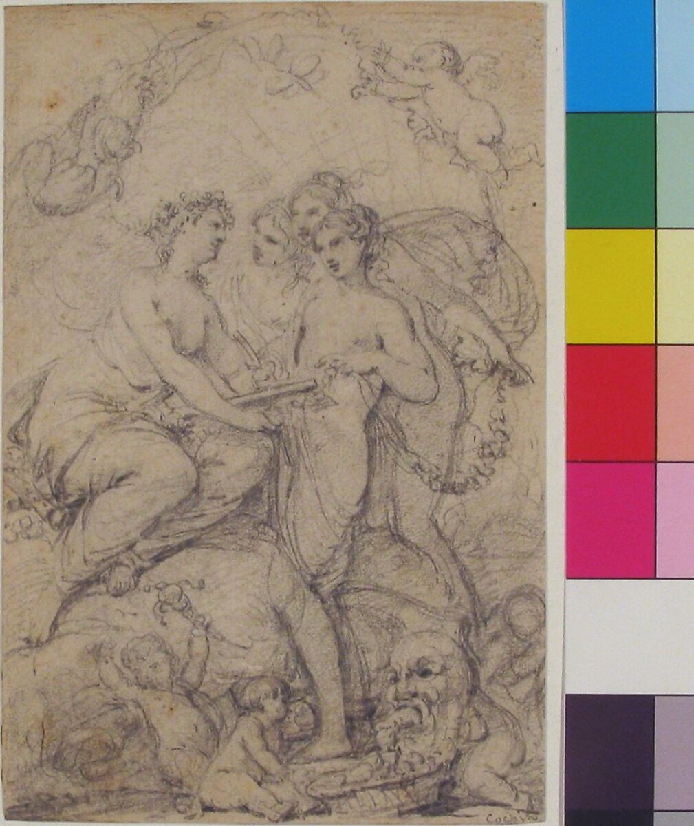 Design for a Book Illustration, Attributed to Charles Nicolas Cochin II (French, Paris 1715–1790 Paris), Black chalk