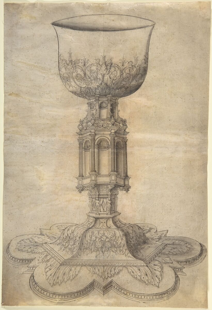 Design for a Chalice, Anonymous, Netherlandish, late 16th century or French, Pen and black ink, brush and gray wash 