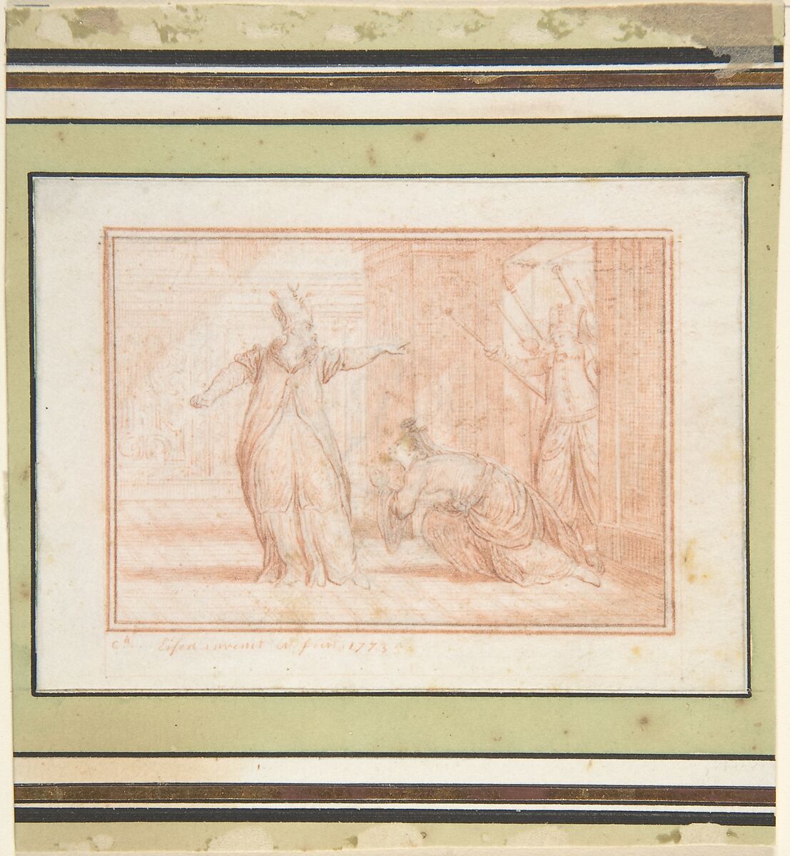 Study for a Book Illustration, Charles Dominique Joseph Eisen (French, Valenciennes 1720–1778 Brussels), Red chalk with graphite underdrawing 