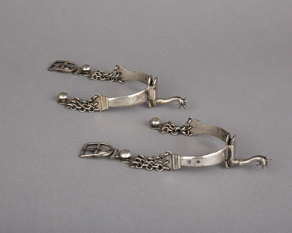 Pair of Rowel Spurs, Silver, iron, French, Paris 