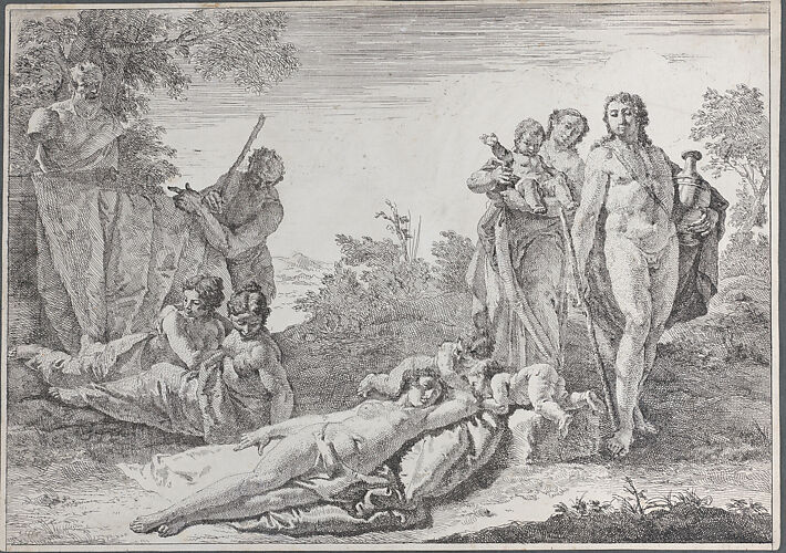 Nine Figures near a Herm of Pan, from 