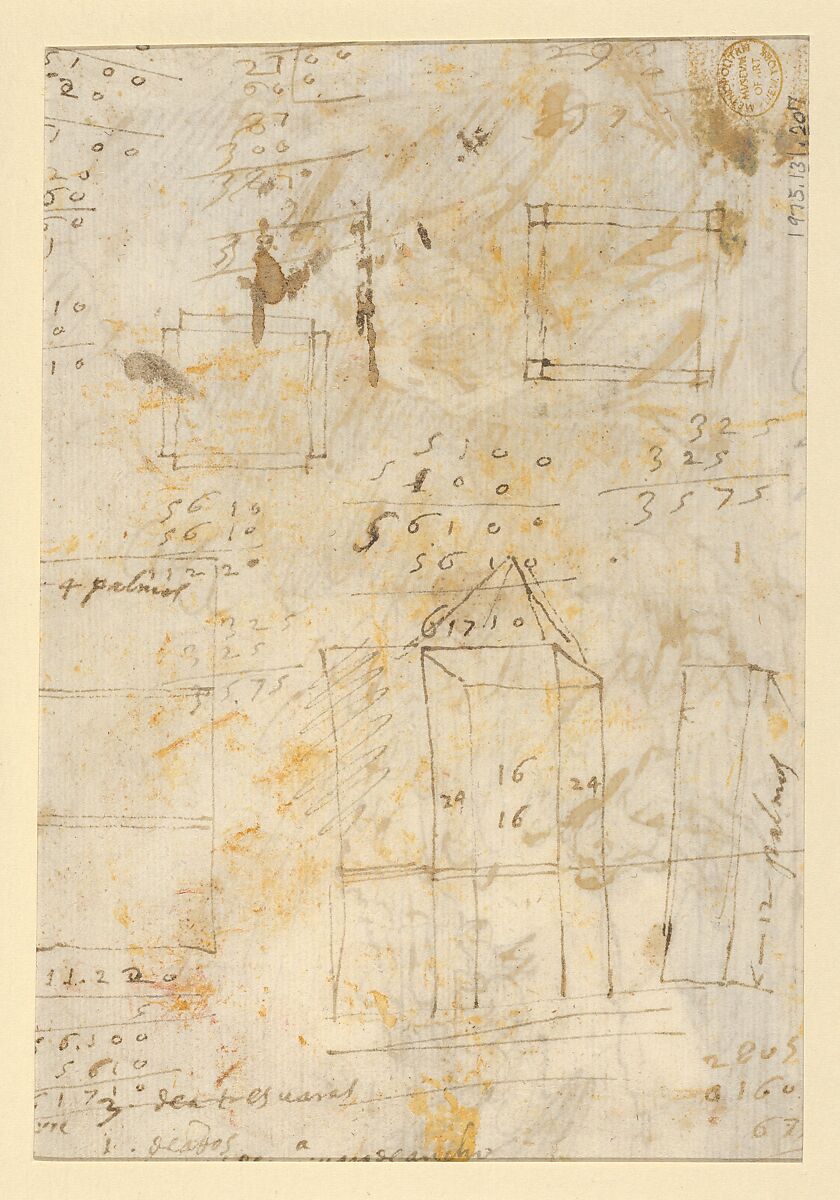 Penitent St. Jerome (recto); Notes and Accounts (verso), Vicente Carducho (Italian, 1570/78–1638), Pen and brown ink (recto and verso)