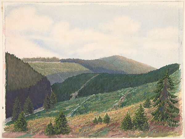Landscape, W. E. Cyrenius (Austrian (?), 20th century), Watercolor and gouache 
