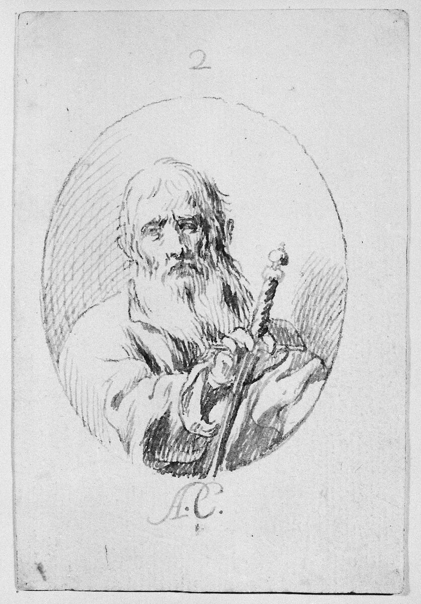 Half-length Figure of St Paul in an Oval, Antonio del Castillo y Saavedra (Spanish, Cordoba 1616–1668 Cordoba), Pen and light brown ink over traces of black chalk underdrawing on cream paper. Composition outlined with pen and brown ink in an oval shape