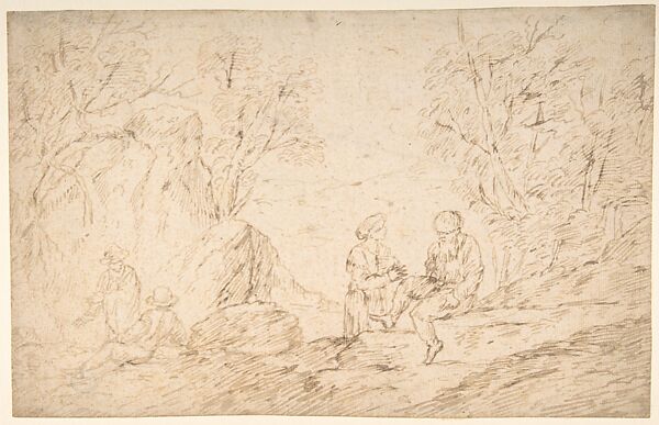 Four Figures Conversing in a Landscape