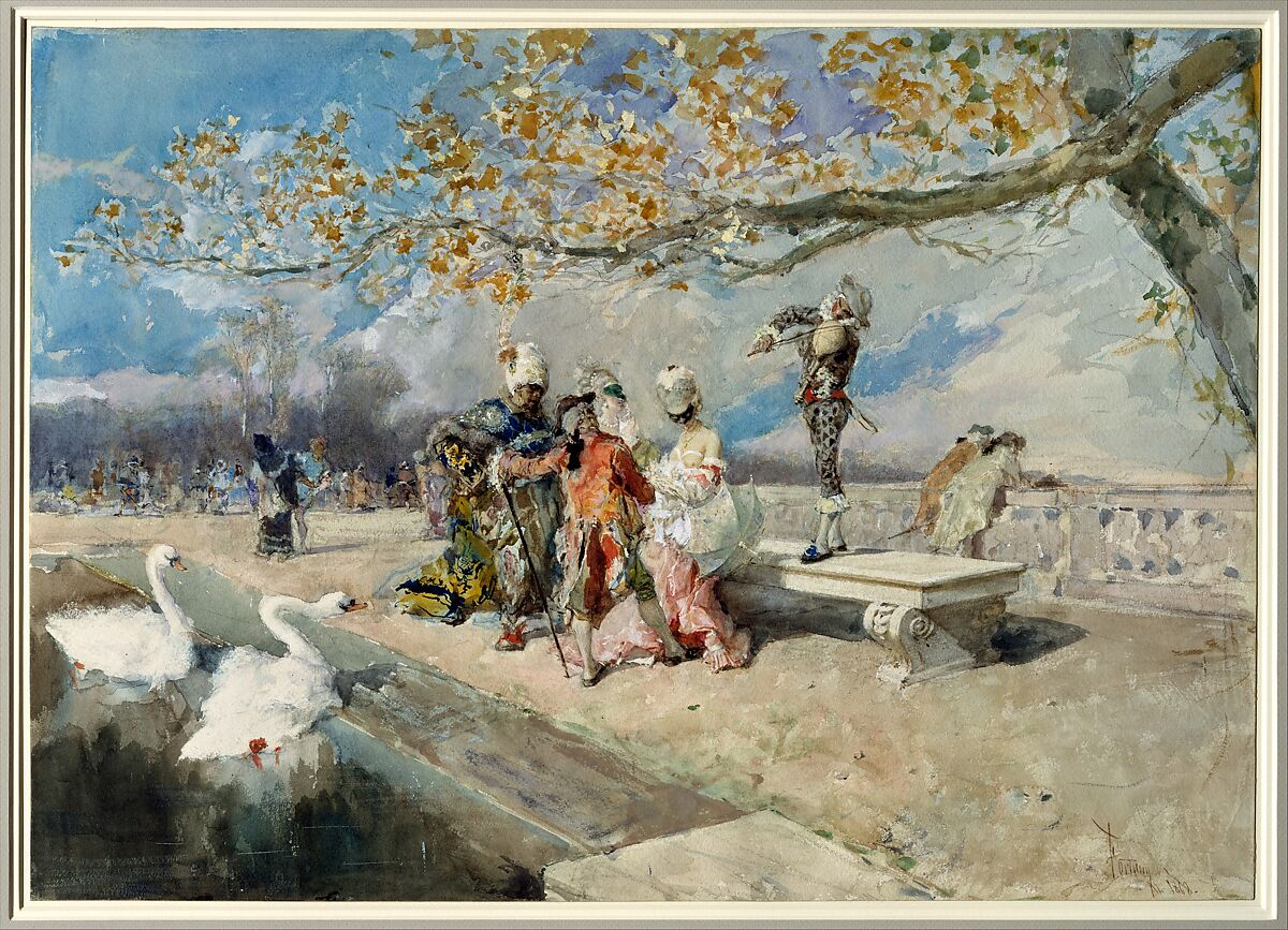 Masquerade, Mariano Fortuny Marsal (Spanish, Reus 1838–1874 Rome), Watercolor and gouache over graphite