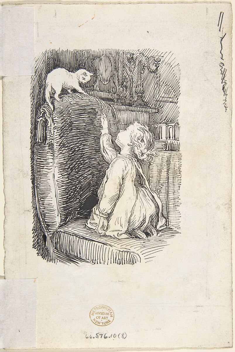 A Mother and Two Children Playing Blind Man's Bluff, Lorenz Frølich (Danish, Copenhagen 1820–1908 Hellerup), Pen and dark brown and reddish-brown ink, brush and gray wash over graphite