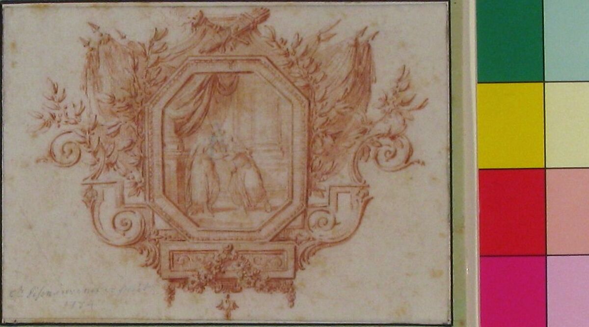 Study for a Tailpiece, Charles Dominique Joseph Eisen (French, Valenciennes 1720–1778 Brussels), Red chalk
